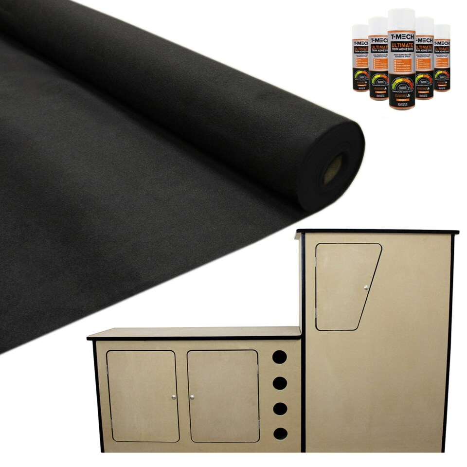 image 1 of 11sqm Black Van Lining & Glue With Camper Kitchen Black