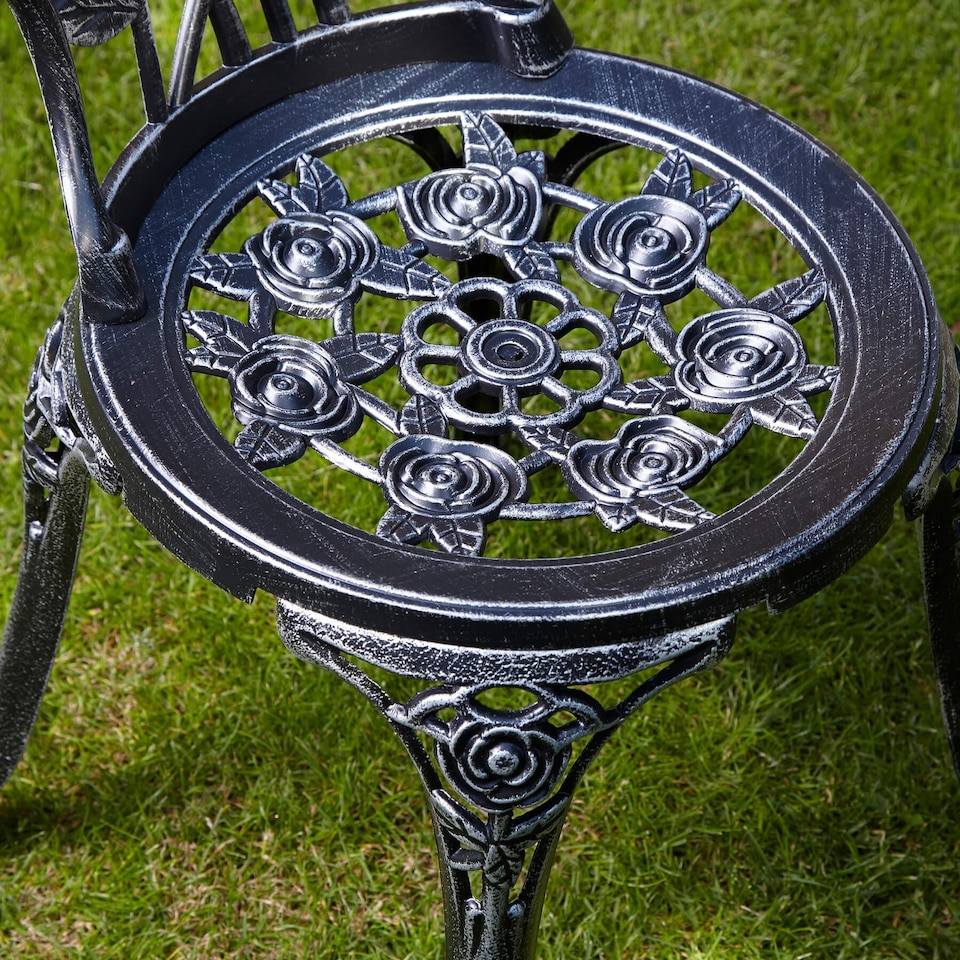 image 1 of Bistro Set Outdoor Patio Garden Furniture Table and 2 Chairs Metal