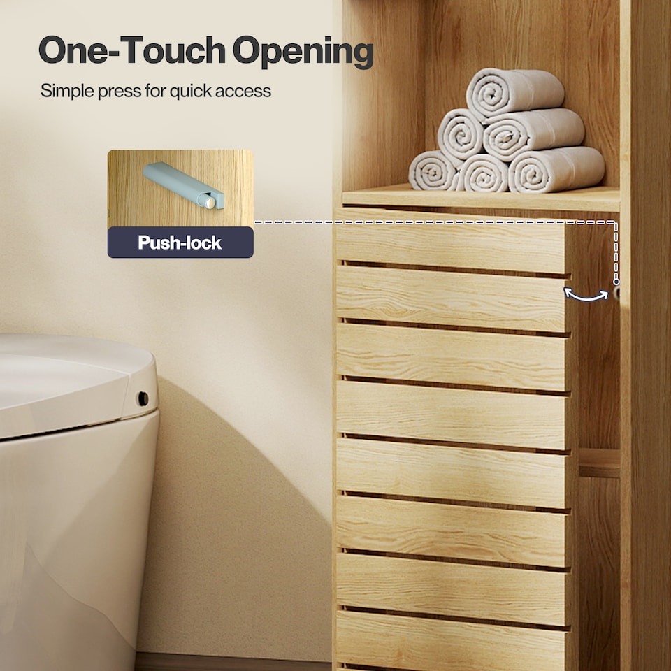 image 1 of Levede Bathroom Storage Cabinet Hallway Tall Cupboard Adjustable Shelf Oak