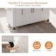 image 4 of VILUXE Mobile Kitchen Island with Foldable Worktop, Hidden Cutlery Drawer, Large Drawer, Adjustable Shelves, Door Racks, Towel Rack, Spice Rack and 5 Wheels, White and Natural Wood