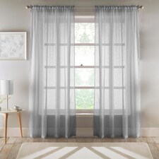 Pair of Eden Silver 100% Recycled Voile Panels 229 cm (90 inch) Rod Pocket Panels for Bedroom and Living Room