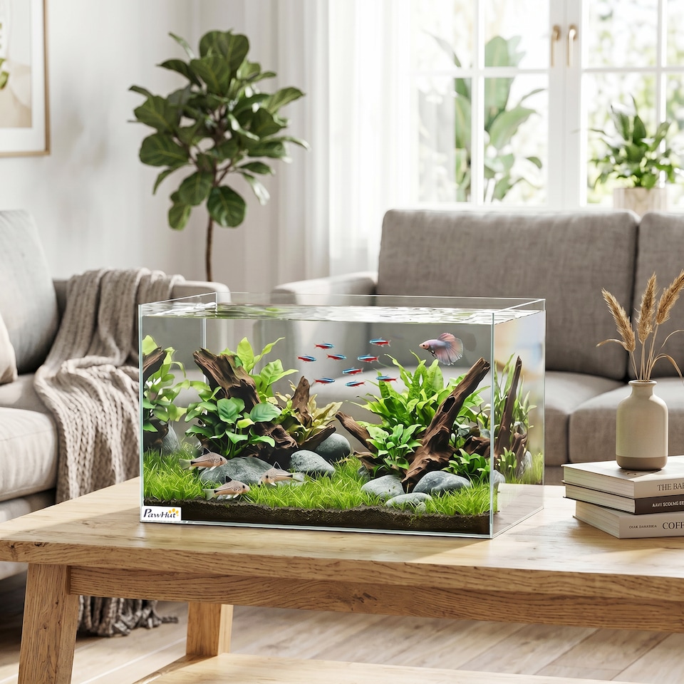image 1 of PawHut 43L Fish Tank with Protective Base Mat 50 x 30 x 30 cm