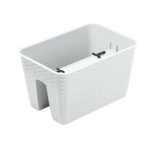Square Ratolla Railing Plant Pot - 22.5x27.2x27.2cm | White | White & Set of 1 | 1