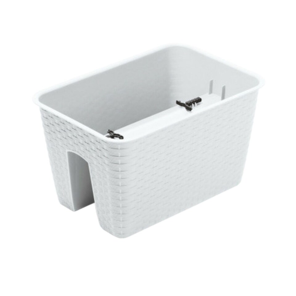 image 1 of Square Ratolla Railing Plant Pot - 22.5x27.2x27.2cm | White | White & Set of 1 | 1