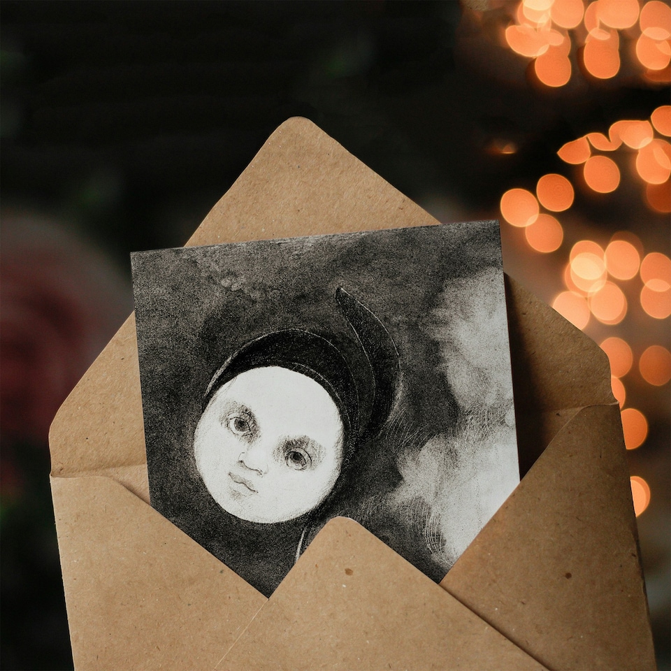 image 1 of Odilon Redon Art Card Strange Flower with a Face