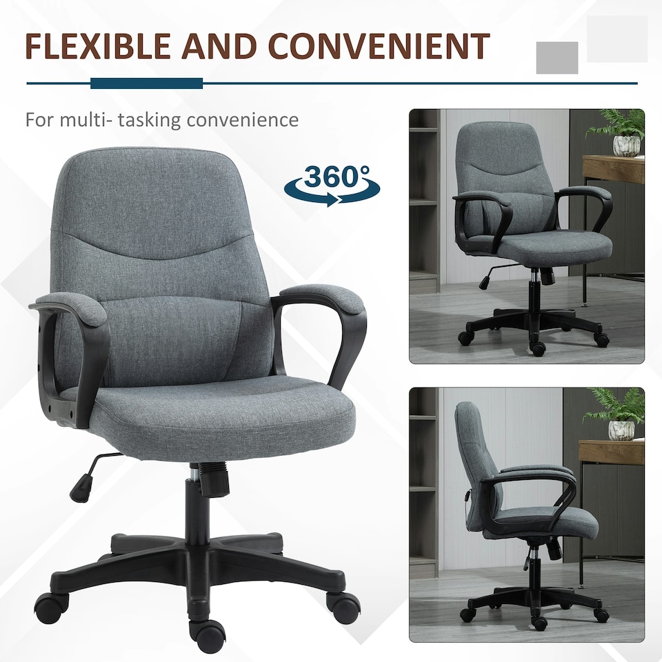 image 1 of Vinsetto Office Chair with Massage 360° Swivel Chair Adjustable Height Grey