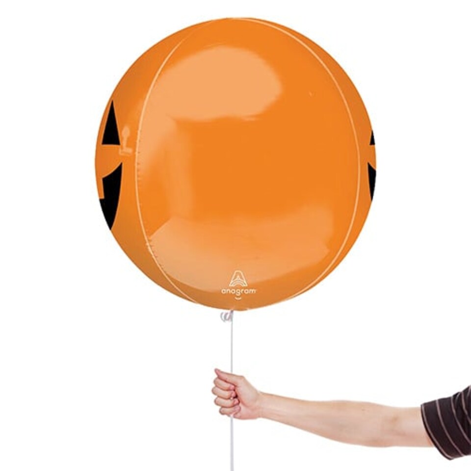 image 1 of Haunted Manor Orange Pumpkin Halloween Orbz Foil Helium Balloon 38cm / 15 in