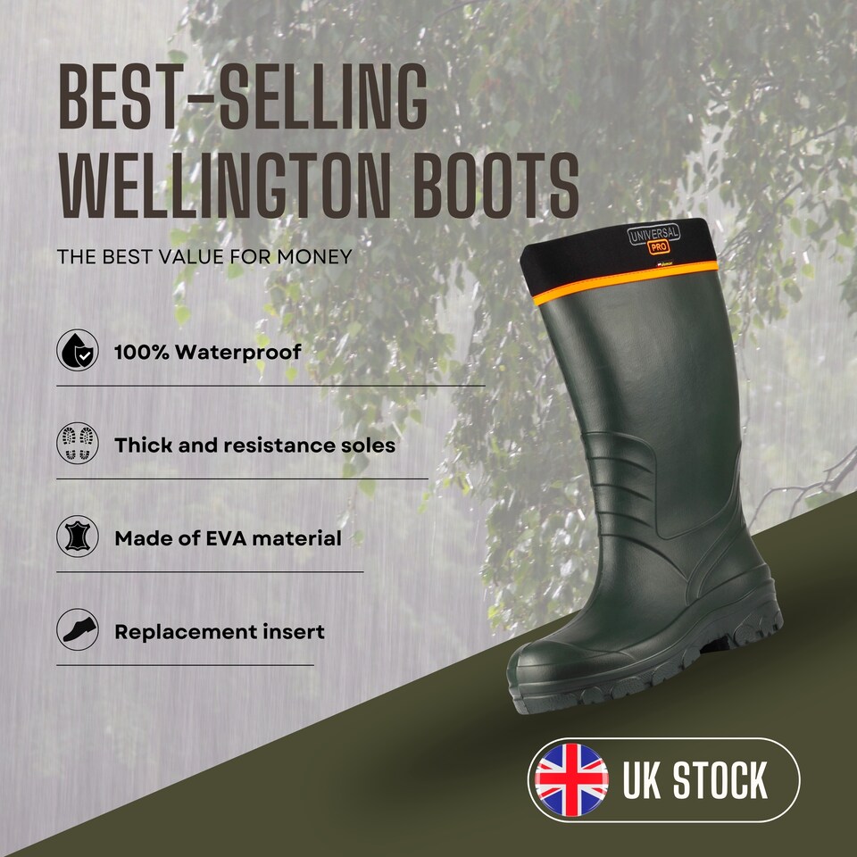 image 1 of Demar New Universal Pro Lightweight Men's Wellies with Liner, Green, EU 48