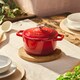 image 2 of Cooks professional Cast Iron Casserole Dish 20cm - Ovenproof Pan with Lid | Red | Red | 1