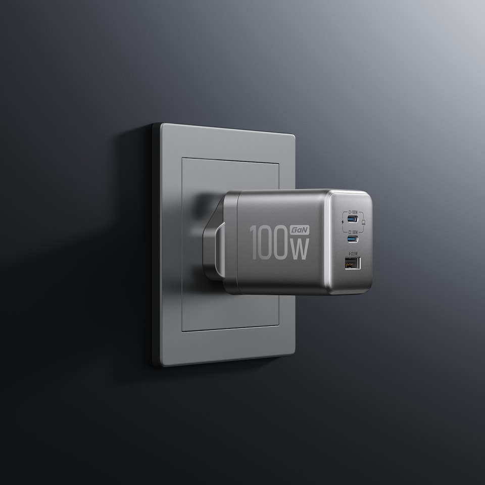 image 1 of EcoFlow 100W Rapid GaN Wall AC Charger