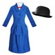image 1 of Magical Nanny Costume - with Plain Bowler Hat Blue | 2XL