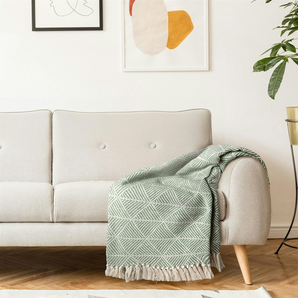 image 1 of Zahra Pistachio Blanket/Throw Green | 130x150cm