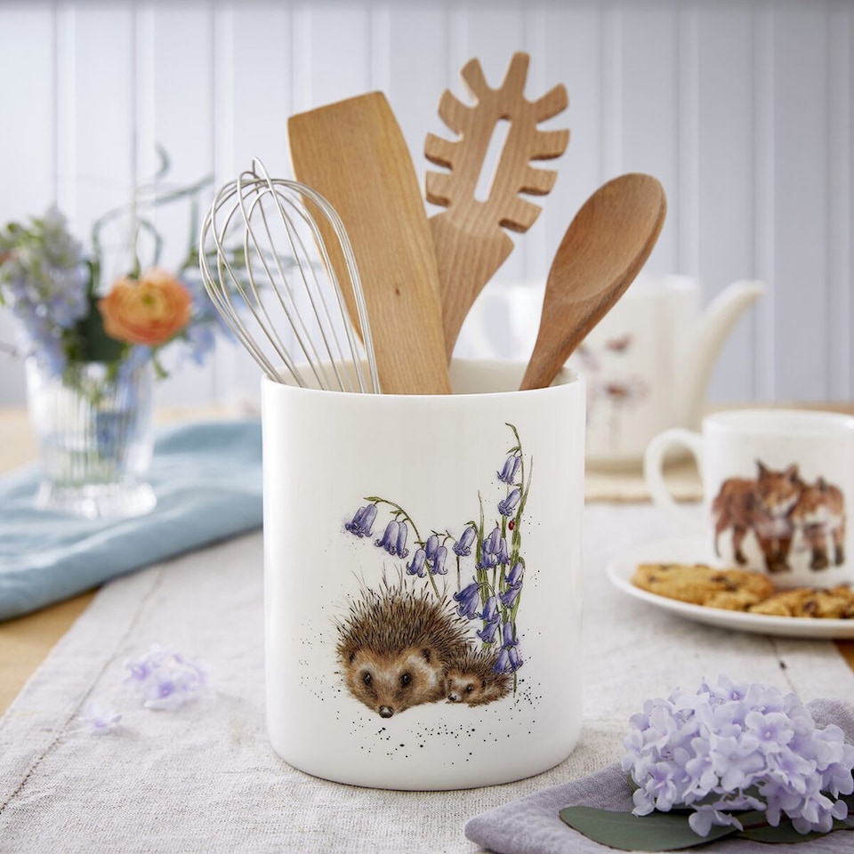 image 1 of Wrendale Designs Hedgehogs and Bluebells Utensil Holder