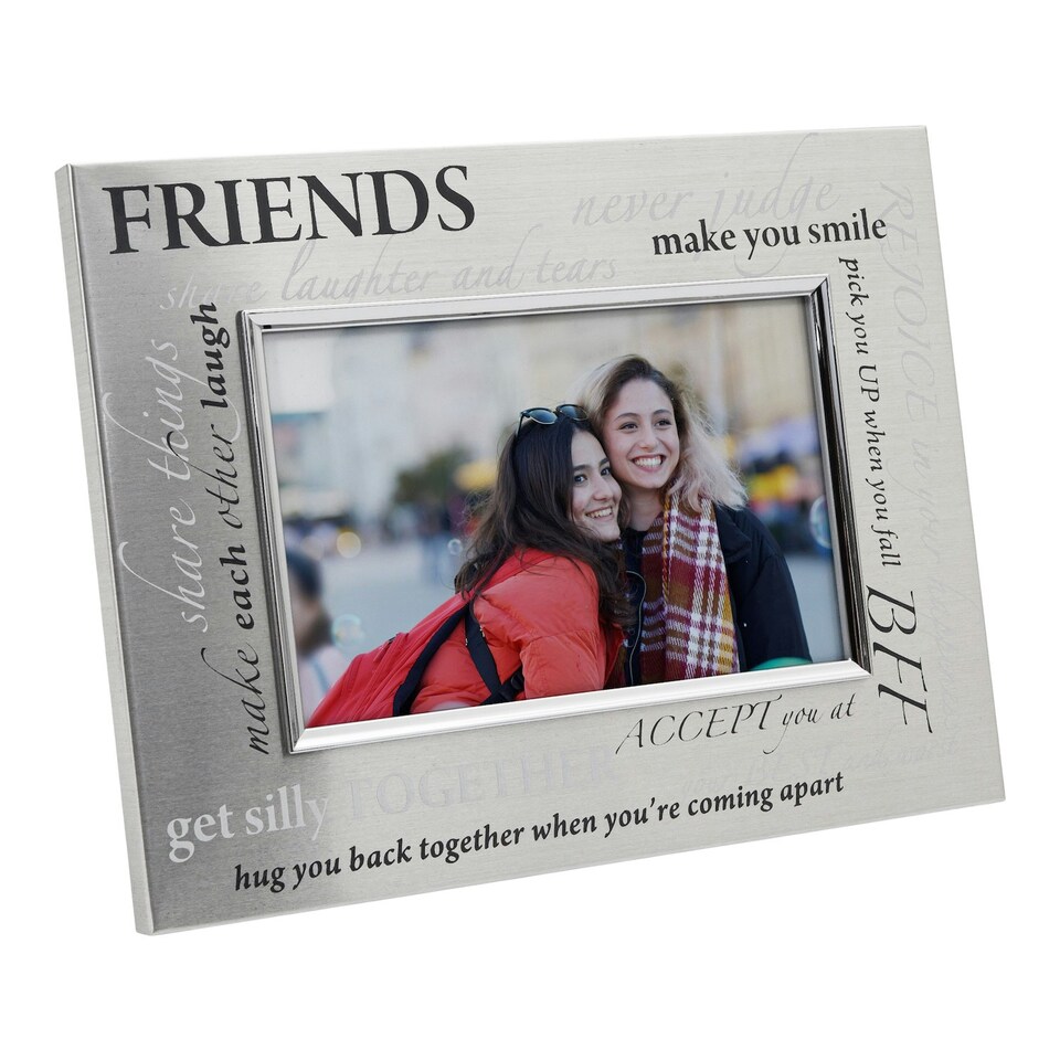image 1 of Modern Collage Friends Themed Picture Frame in Brushed Silver Finish Silver | One Size