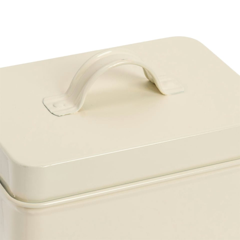 image 1 of Harbour Housewares Cream Vintage Metal Kitchen Flour Canister Kitchen Caddy Kitchen Storage Containers Canisters