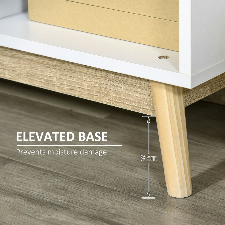 image 1 of HOMCOM Bookcase, Display Cabinet with 6 Storage Cubes for Living Room Natural
