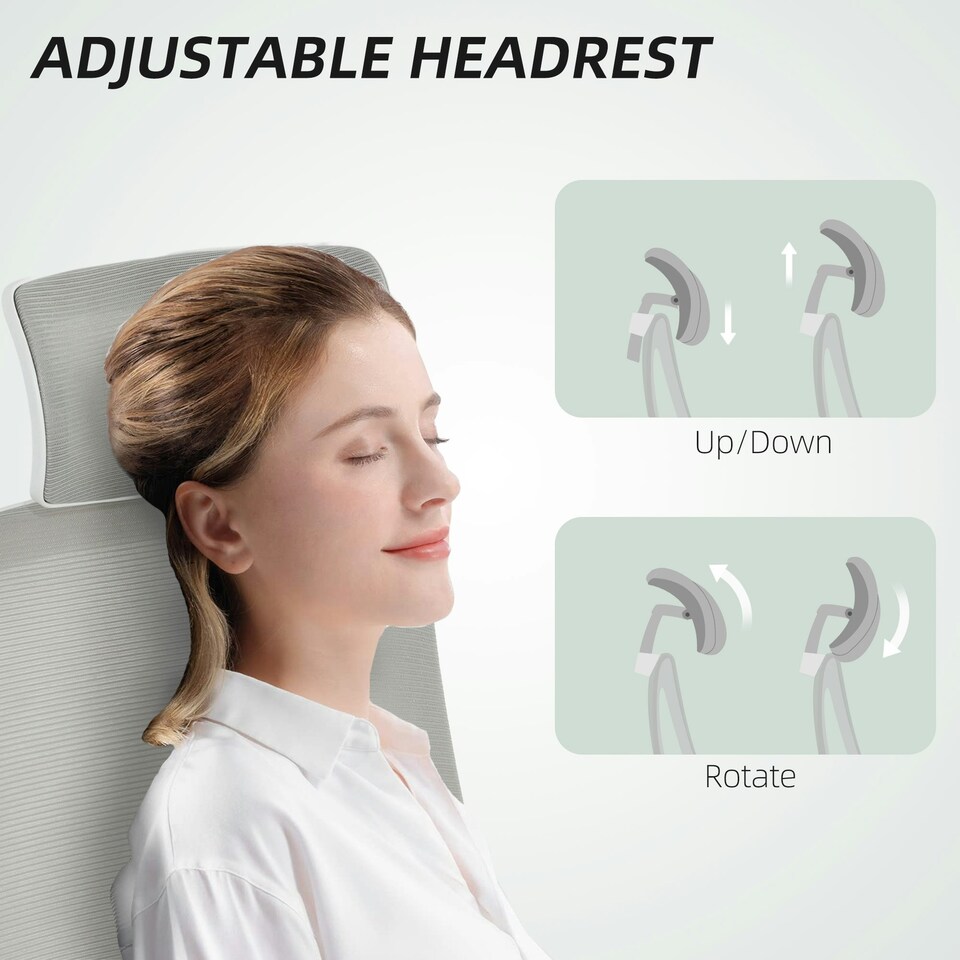 image 1 of HOMCOM Executive Mesh Office Chair with Headrest, Lumbar Support, Grey