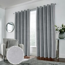 Hampton Grey Velvet Curtains 66 x 90 inch (168 x 229 cm) 100% Blackout Eyelet Thermal Noise Reducing Curtains for Bedroom and Living Room
