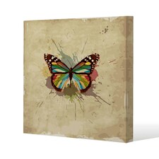 Butterfly & Paint Splats (Canvas Print) 90 x 90 x 4cm