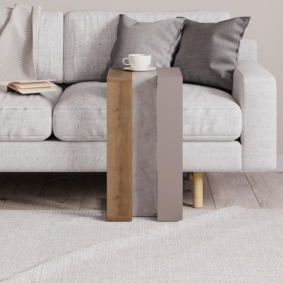 image 1 of Decortie Muju Sofa Side Table 30x40x57cm Dark Oak Effect