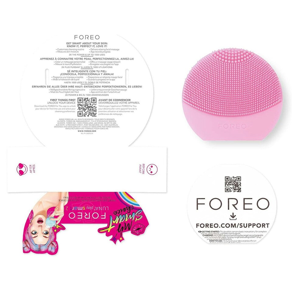 image 1 of FOREO LUNA Play Smart 2 Facial Cleansing Brush Travel-Friendly, Tickle Me Pink