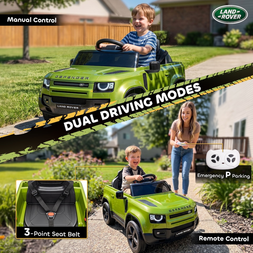 image 1 of AIYAPLAY Land Rover Defender Licensed 12V Kids Ride on Car w/ Remote
