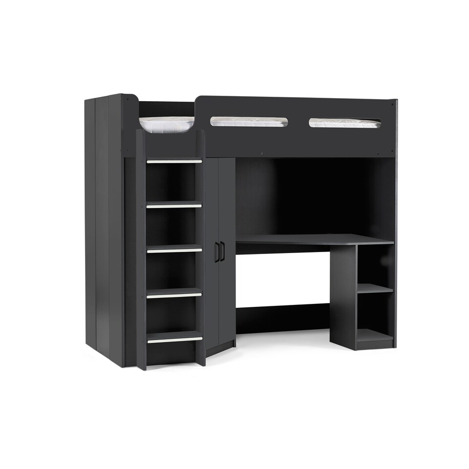 image 1 of Hercules 90cm Single Anthracite Black Highsleeper Loft Bed with Desk