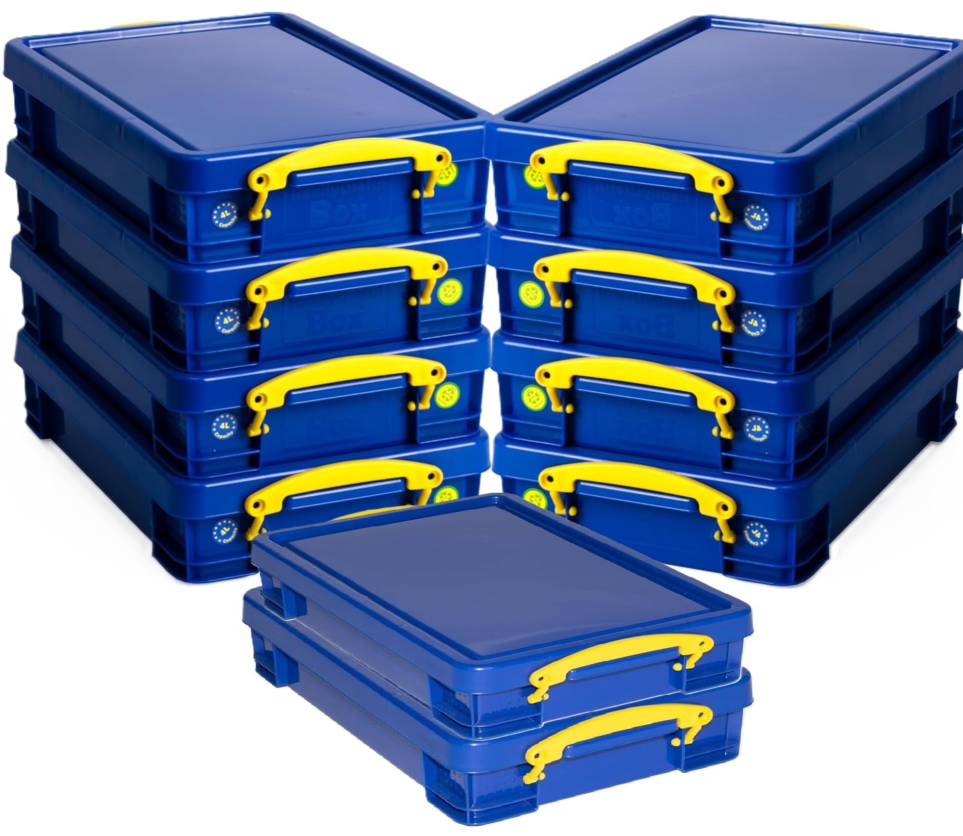 Really Useful Plastic Storage Box 4 Litre Solid Blue Pack of 10