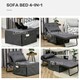 image 3 of HOMCOM Convertible Sleeper Chair with Pillow and Side Pockets, Charcoal Grey