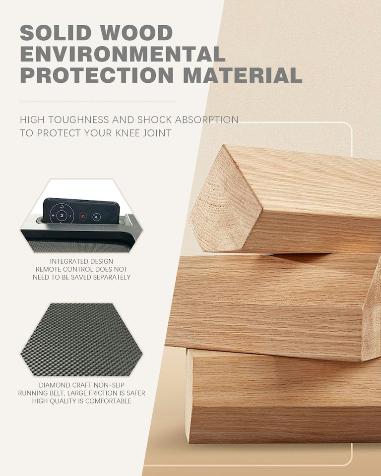 image 1 of Strongology INCLINO 5° Incline Light Walnut Wood Finish Home and Office Quiet 2.0HP Adjustable Speed 1-6km/h Bluetooth  LED Display Treadmill - Fully Assembled