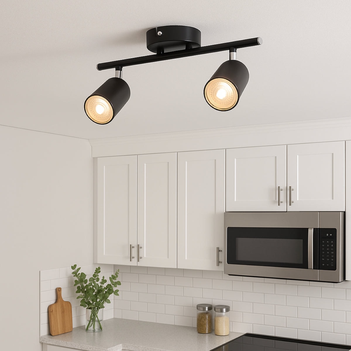 CGC Lighting JACK Black 2-Head GU10 Adjustable Ceiling and Wall Spotlight Bar Black Black Length: 30 cm, Height: 17 cm, Depth: 6 cm