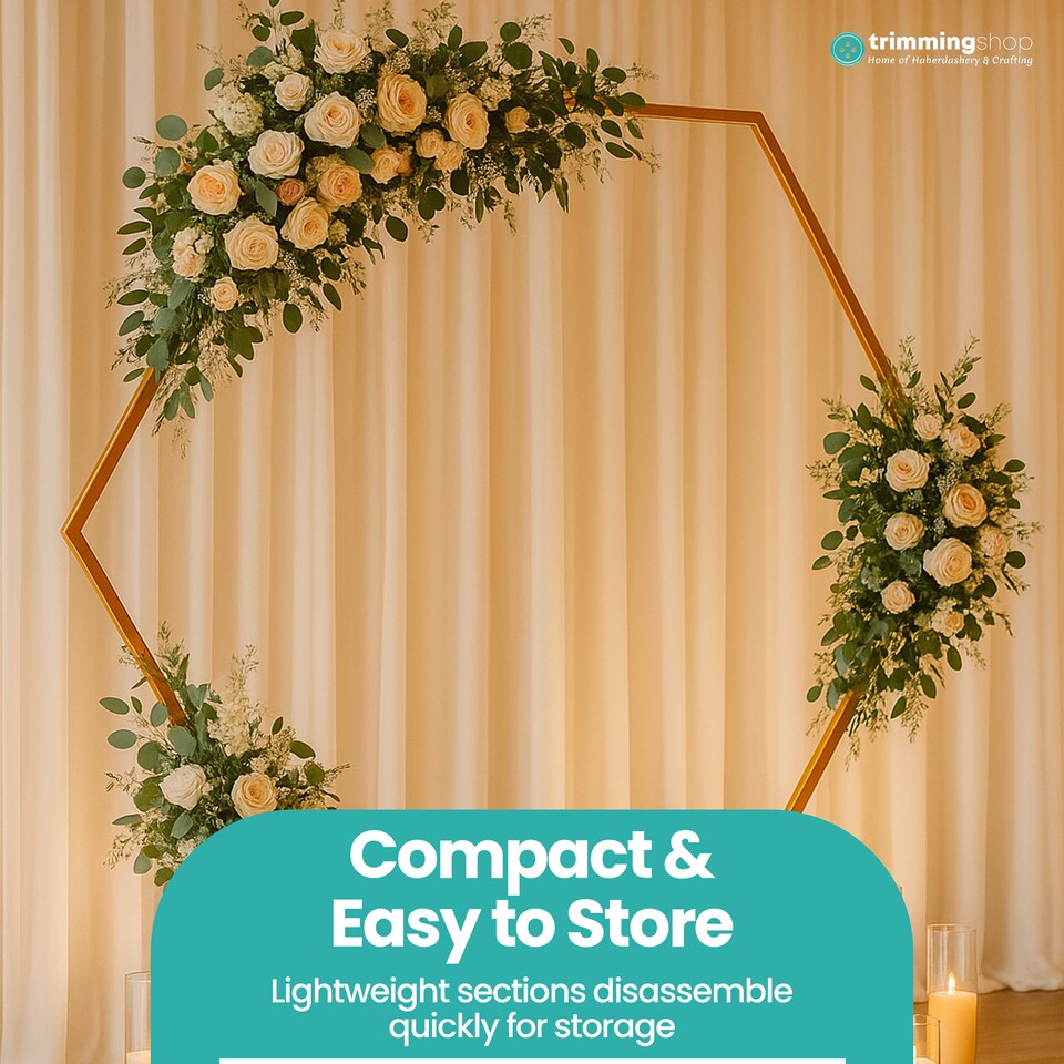 image 1 of White Hexagon Arch Stand Party Background Decoration, Garden Arbors - 240cm