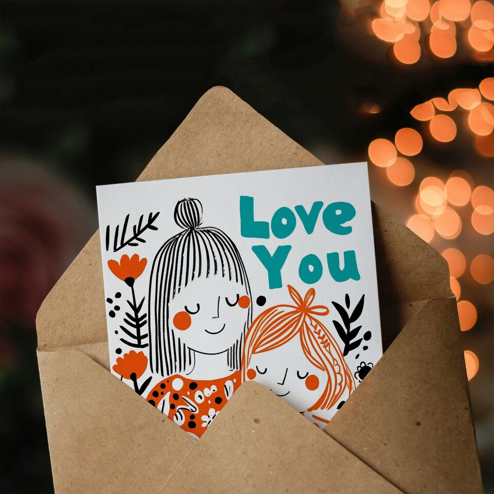 image 1 of Mothers Day Card Red Floral Love You Mum Card