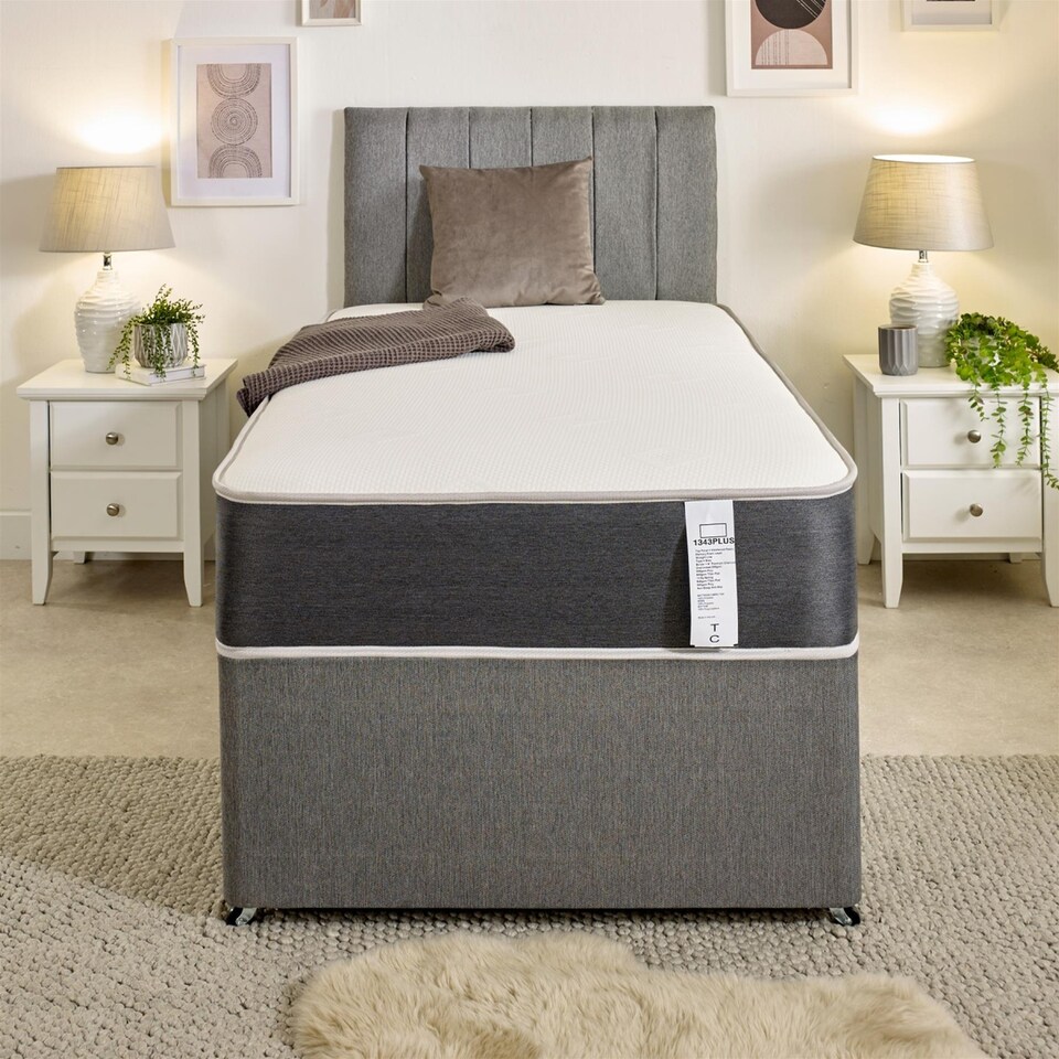image 1 of Linear Cool Touch Hybrid Mattress - 20cm Deep, Soft Firmness | Grey | European Double