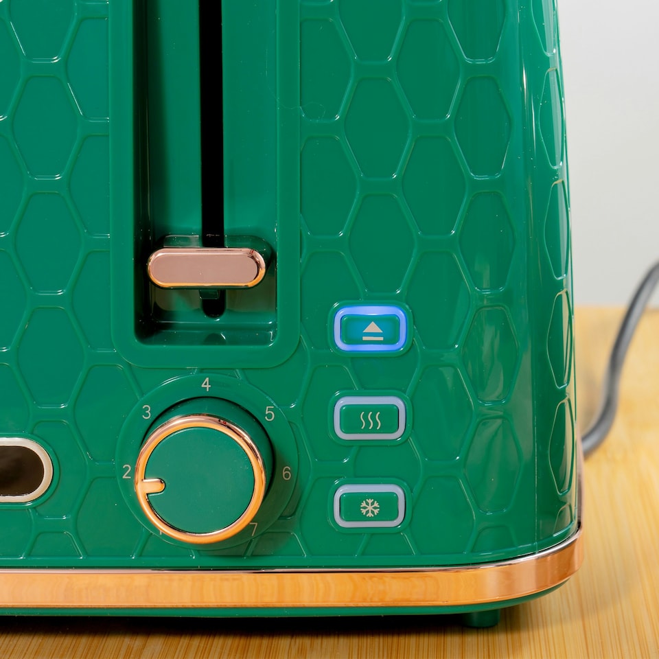image 1 of HOMCOM 1.7L Kettle and Toaster Set with Defrost Reheat and Crumb Tray Green
