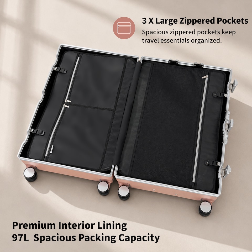 image 1 of Zipperless Polycarbonate Suitcase, Hard Shell, TSA Lock, 4 Wheels