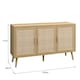 image 9 of Sideboard 3 Rattan Doors Solid Wooden Legs Cabinet Home Living Room Furniture