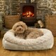 image 1 of OHS Pet Bed Cushion Dog Cat Ribbed Soft Plump Plush Cosy Fleece Large Cream | L