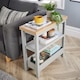 image 3 of Side Table Grey Oak Effect Top Storage Shelves Organiser Home Room Furniture