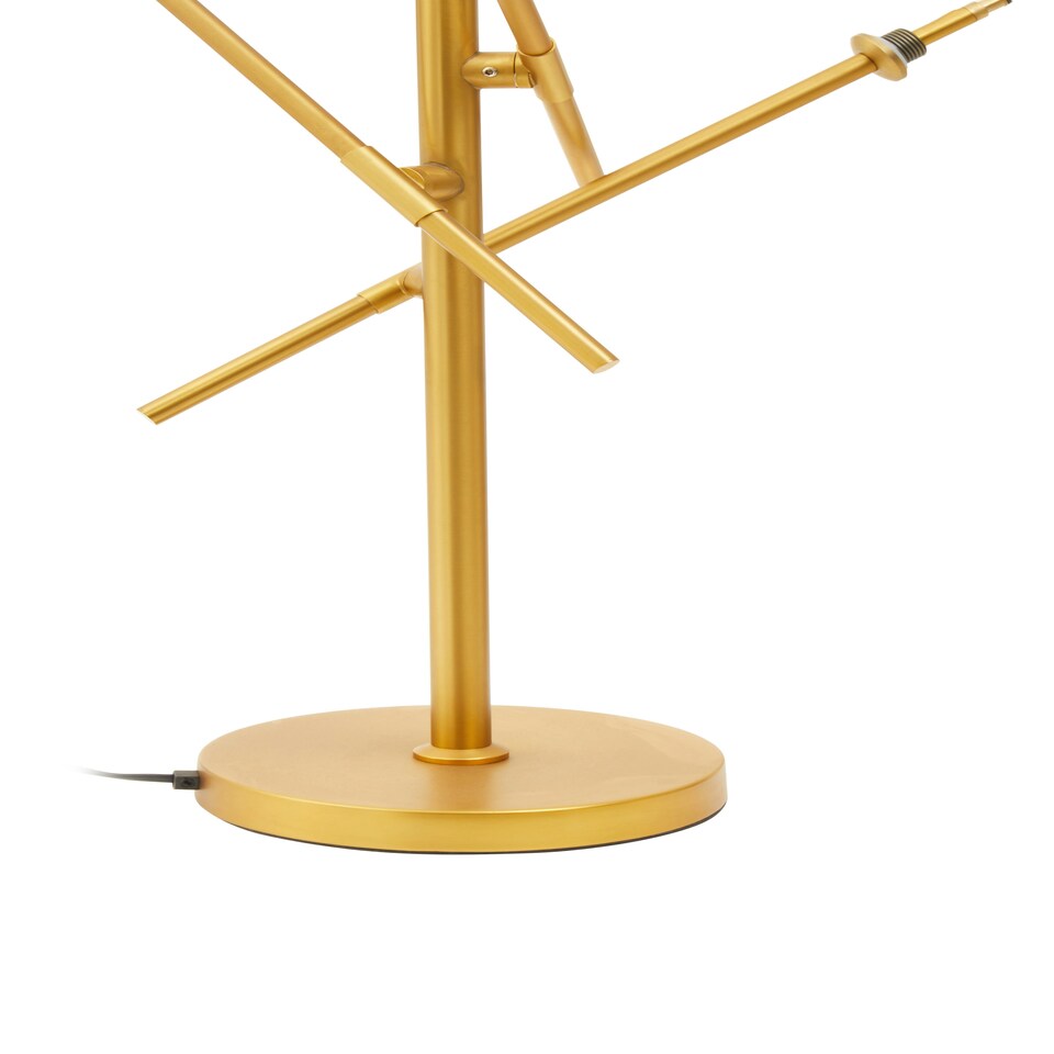 image 1 of Interiors by Premier Luxe Brass Finish Table Lamp, Three Bulb Table Light With Glass Spherical Shades, Metal And Glass Table Lamp Gold
