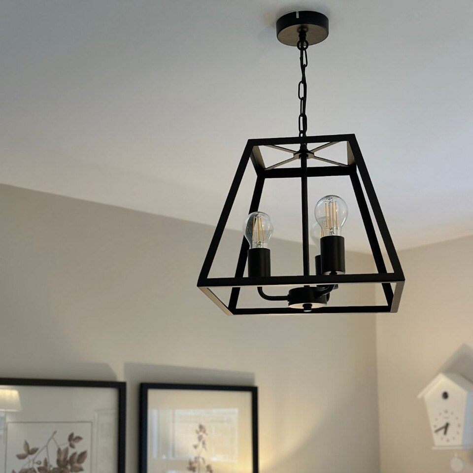 image 1 of Charley 3-Light Black Lantern Ceiling Pendant