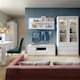image 3 of Fribo Tall Narrow 1 Door 3 Drawer Glazed Display Cabinet in White