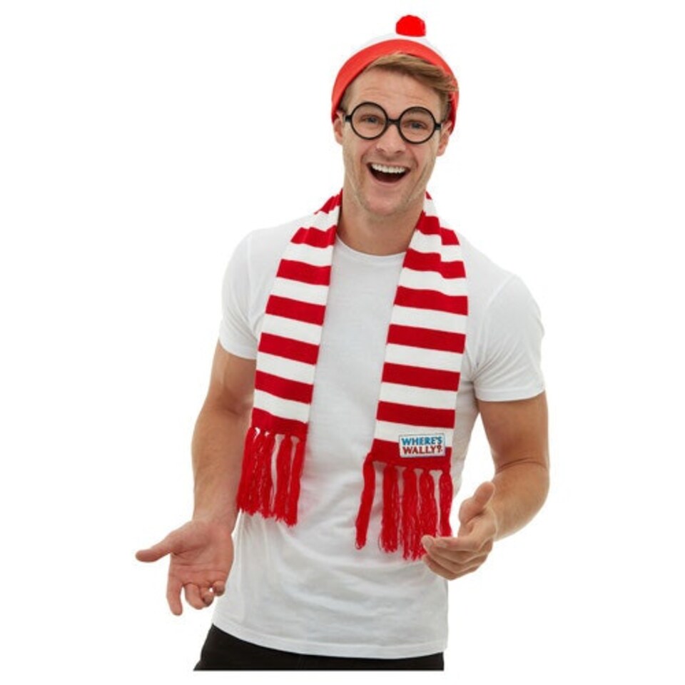 Where's Wally? Unisex Fancy Dress Costume Accessories Kit with Scarf Multi | One Size