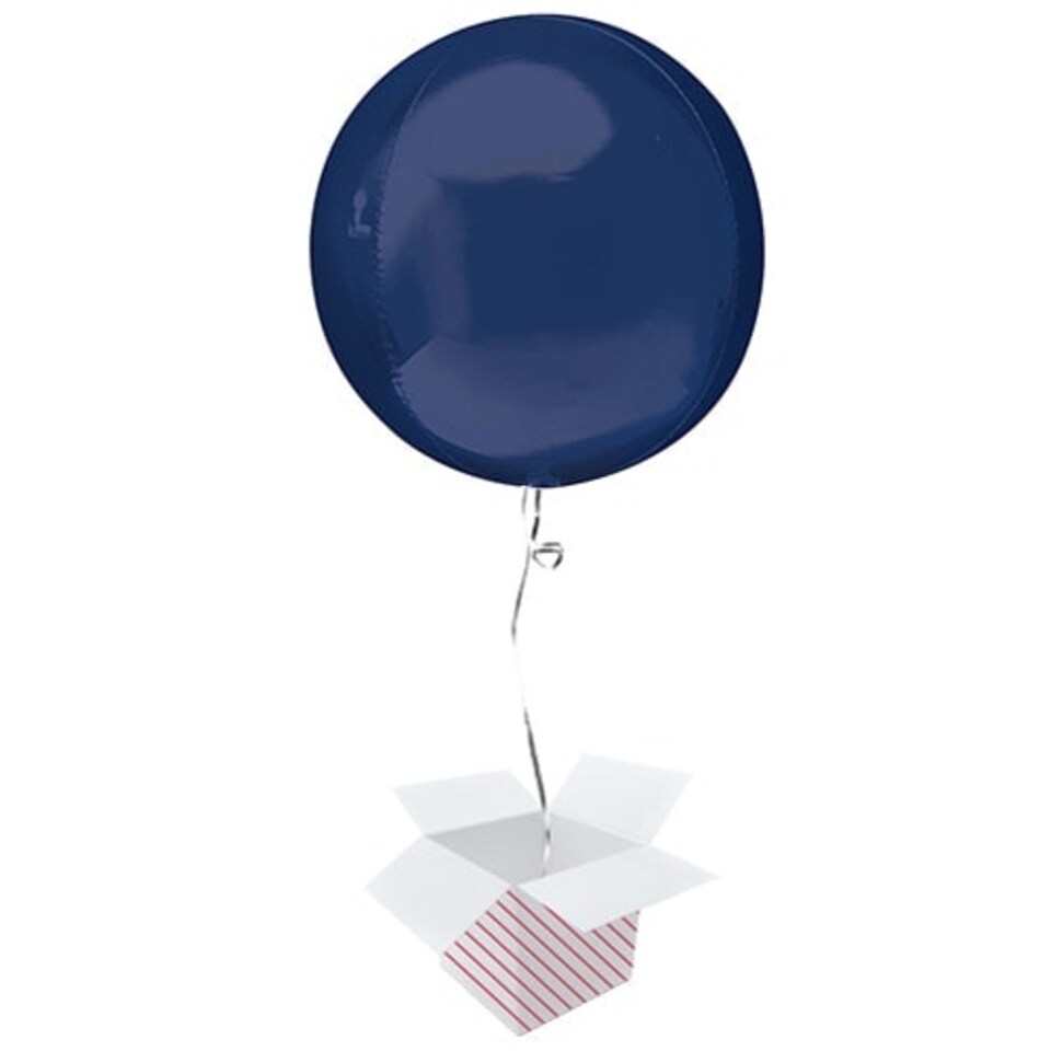Navy Blue Orbz Foil Helium Balloon - Inflated Balloon in a Box