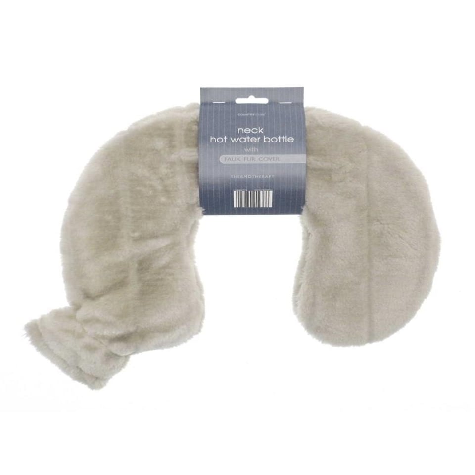 image 1 of Neck Faux Fur Hot Water Bottle - Biscuit