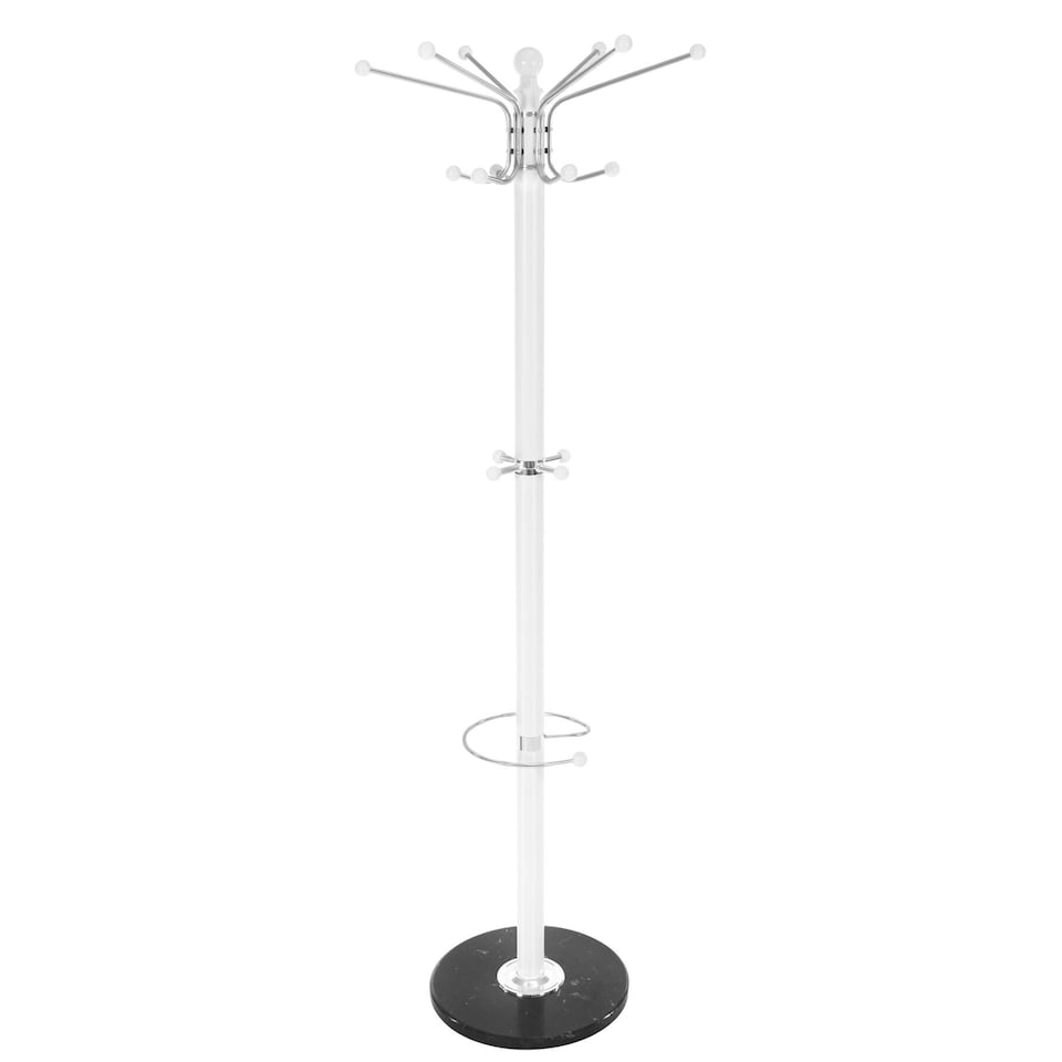 image 1 of Coat Stand - 16 hooks, with umbrella and bag holder | White | white | One Size | 1