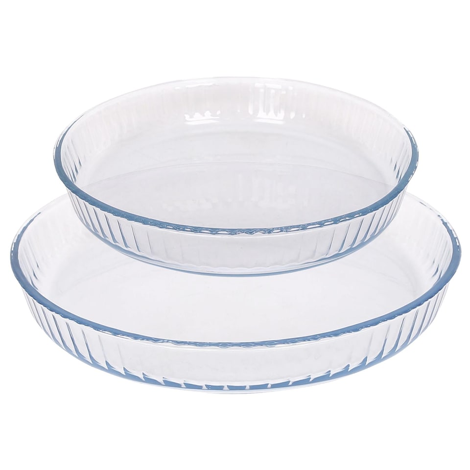 image 1 of Argon Tableware 2pc Optical Round Glass Oven Dish Set - 2 Sizes | Clear | Clear | 2 Sizes