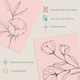 image 4 of Set of 4 Minimalist Wildflower Outline Black Pastel Pink Simple Floral Wall Art Prints 12x16 Inch