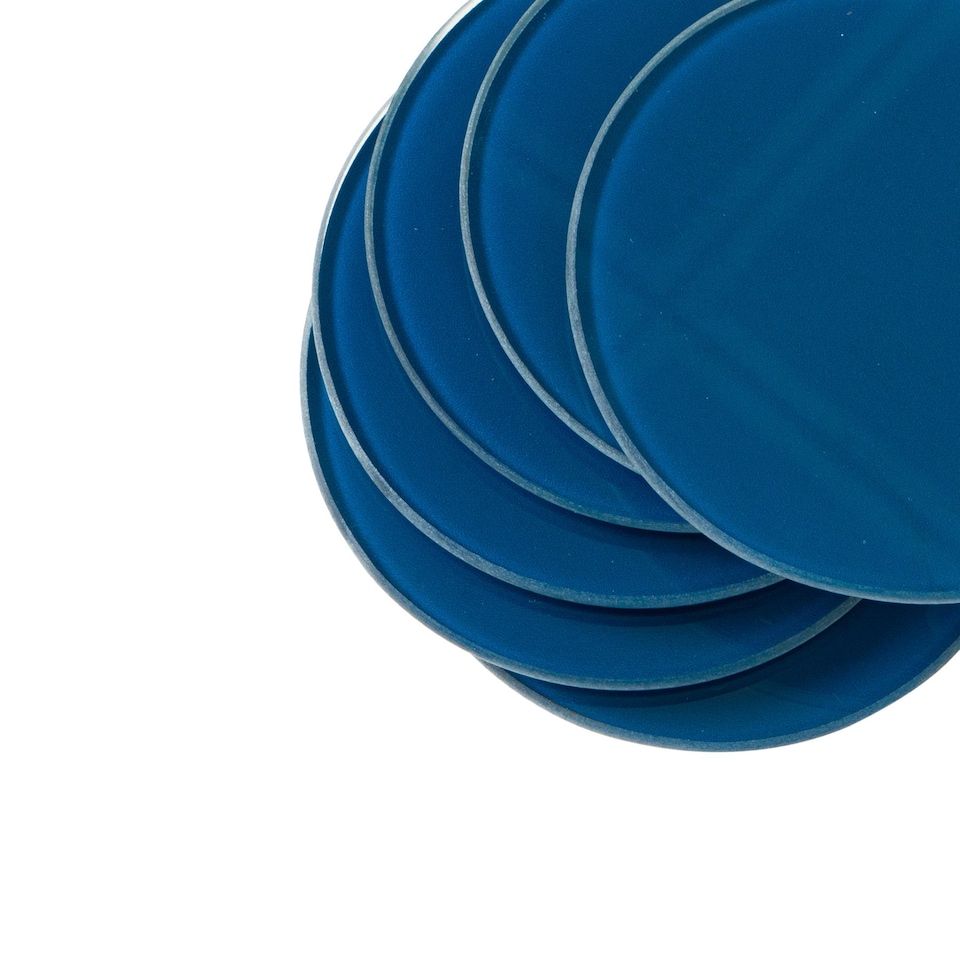 image 1 of Harbour Housewares Glass Round Coasters - 10cm - Hague Blue - Pack of 6