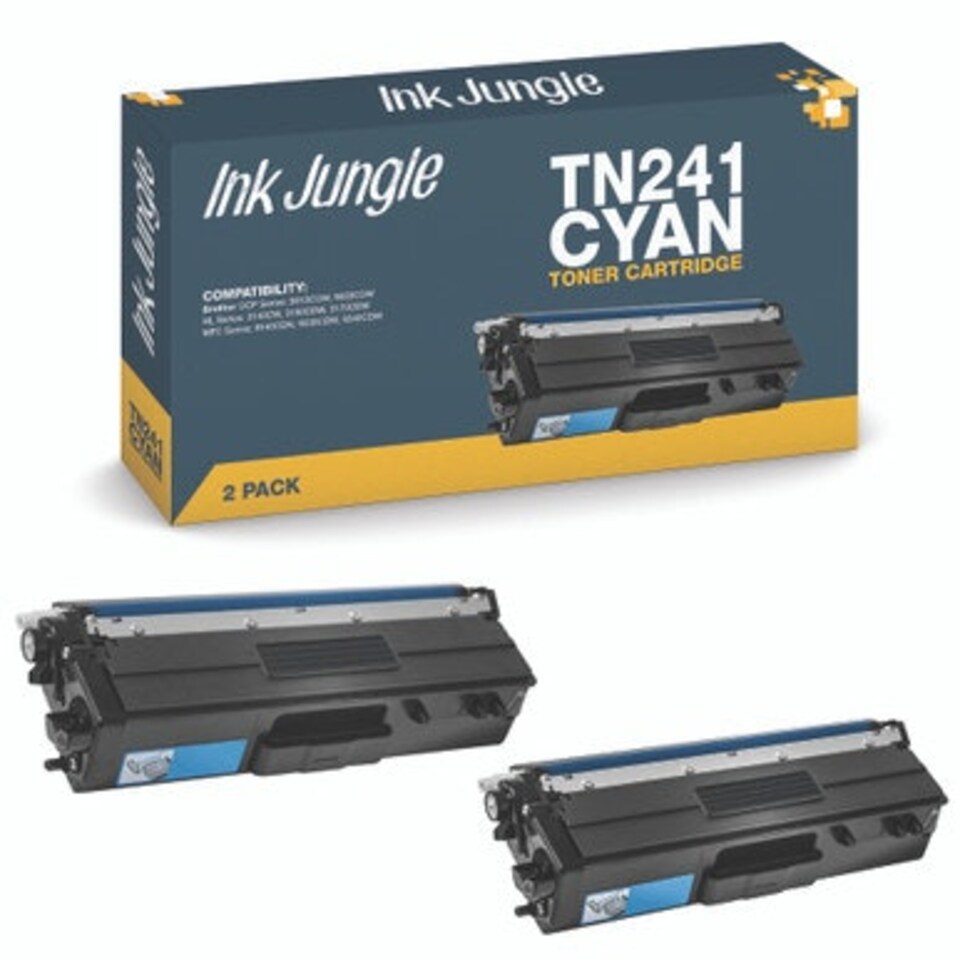 image 1 of 2x Compatible Brother TN241 Cyan Toner Cartridges Blue